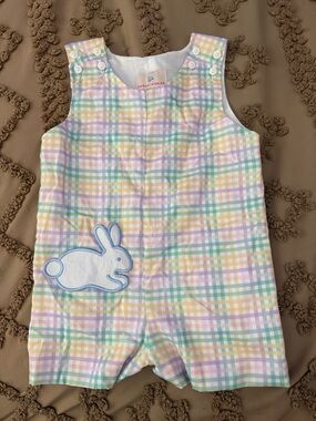 Smockingbird Pastel Plaid Bunny Romper